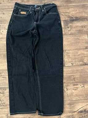 Woman’s Baggy Empyre black jeans with white stitching, Size: 27" #skater #denim